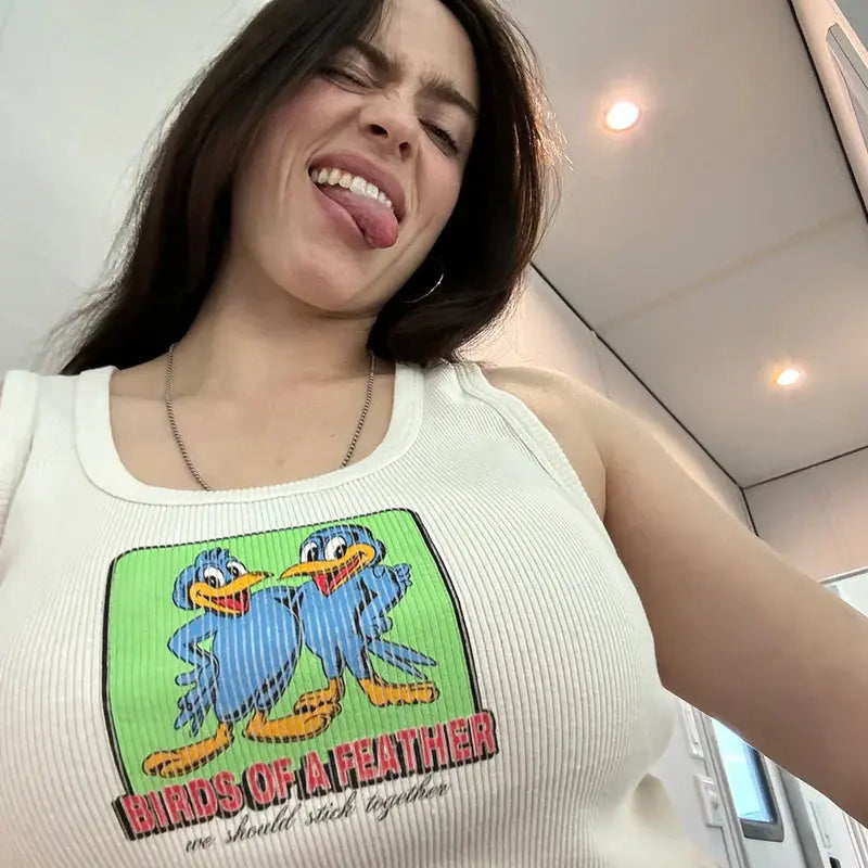 BIRDS OF A FEATHER WHITE TANK Billie Eilish Merch