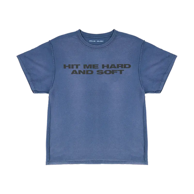Billie x Iris Alonzo Hit Me Hard And Soft Upcycled Blue Tee Billie Eilish Merch