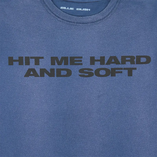 Billie x Iris Alonzo Hit Me Hard And Soft Upcycled Blue Tee Billie Eilish Merch