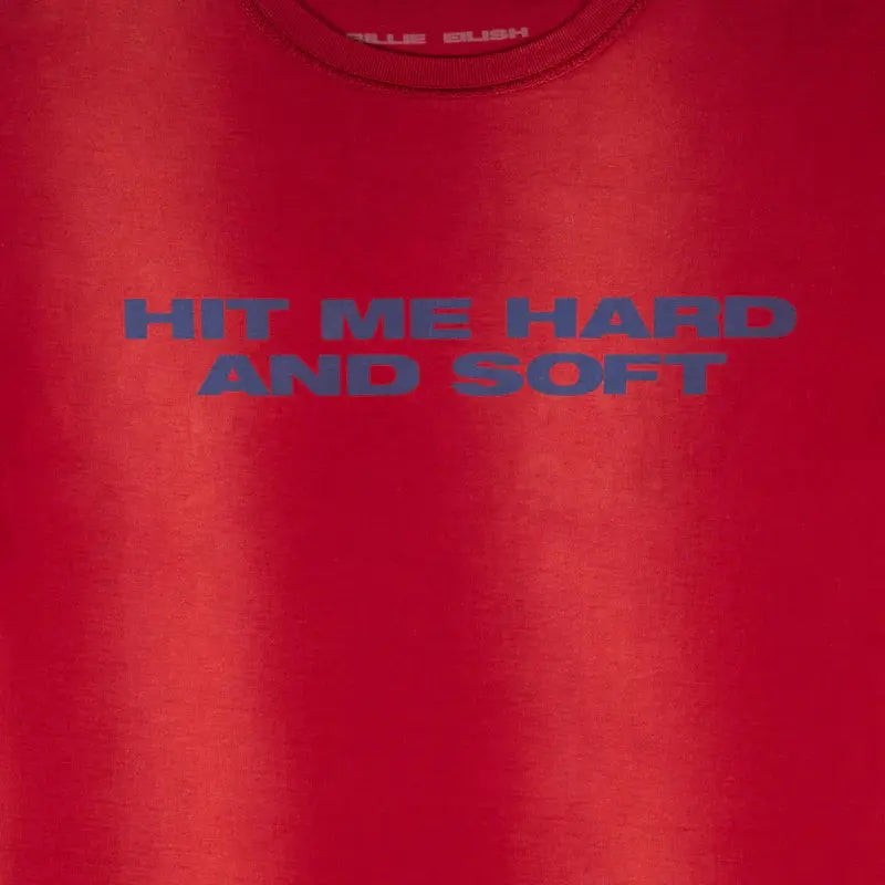 Billie x Iris Alonzo Hit Me Hard And Soft Upcycled Red Tee Billie Eilish Merch