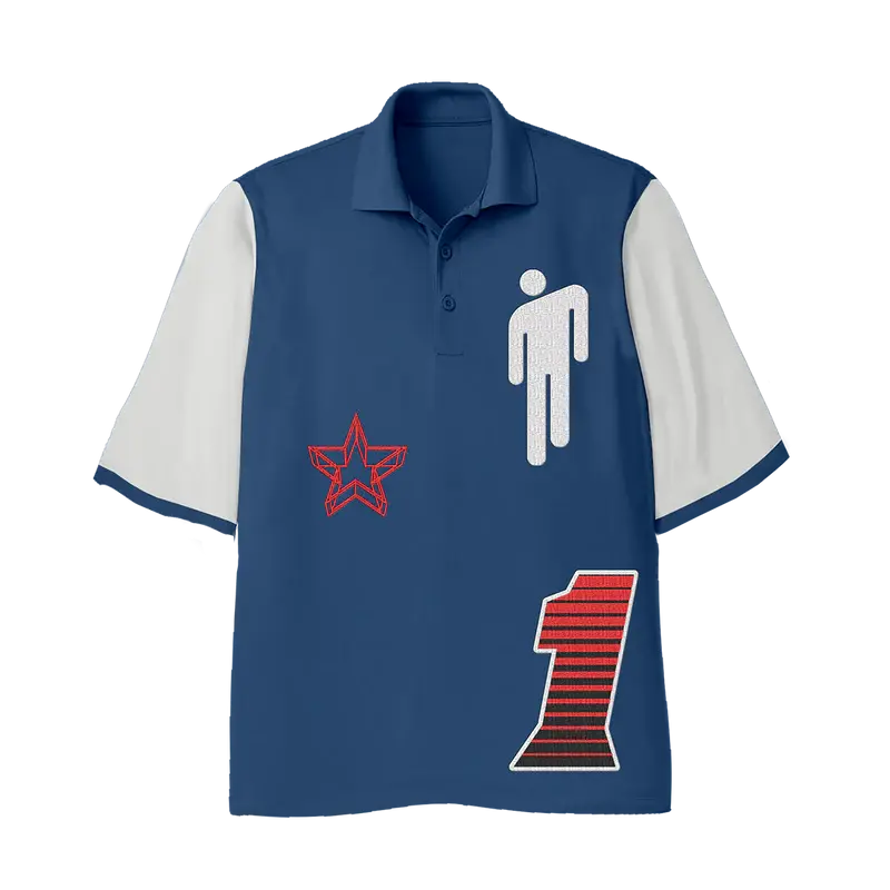 Blohsh Racer 1 Blue Polo Shirt Billie Eilish Merch