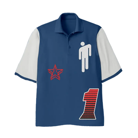 Blohsh Racer 1 Blue Polo Shirt Billie Eilish Merch