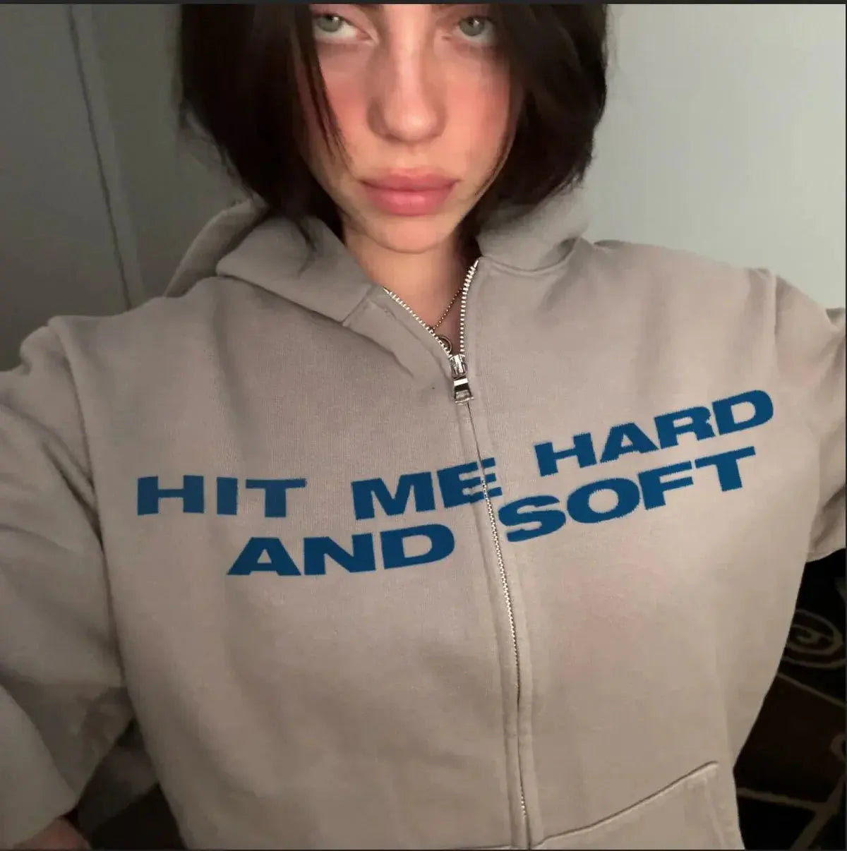 HIT ME HARD AND SOFT Grey Zipper Hoodie Billie Eilish Merch