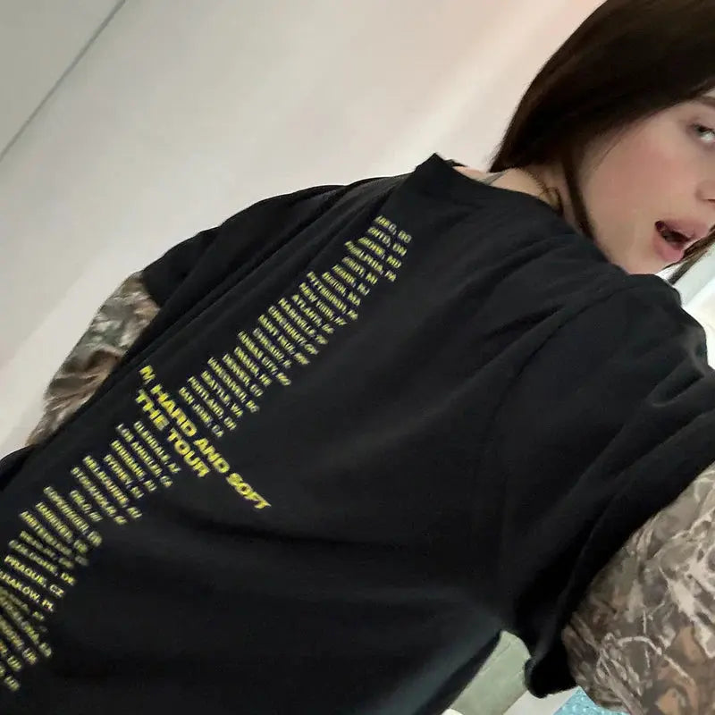 HIT ME HARD AND SOFT TOUR CAMO LAYERED LONG SLEEVE TEE Billie Eilish Merch