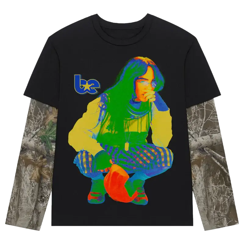 HIT ME HARD AND SOFT TOUR CAMO LAYERED LONG SLEEVE TEE Billie Eilish Merch