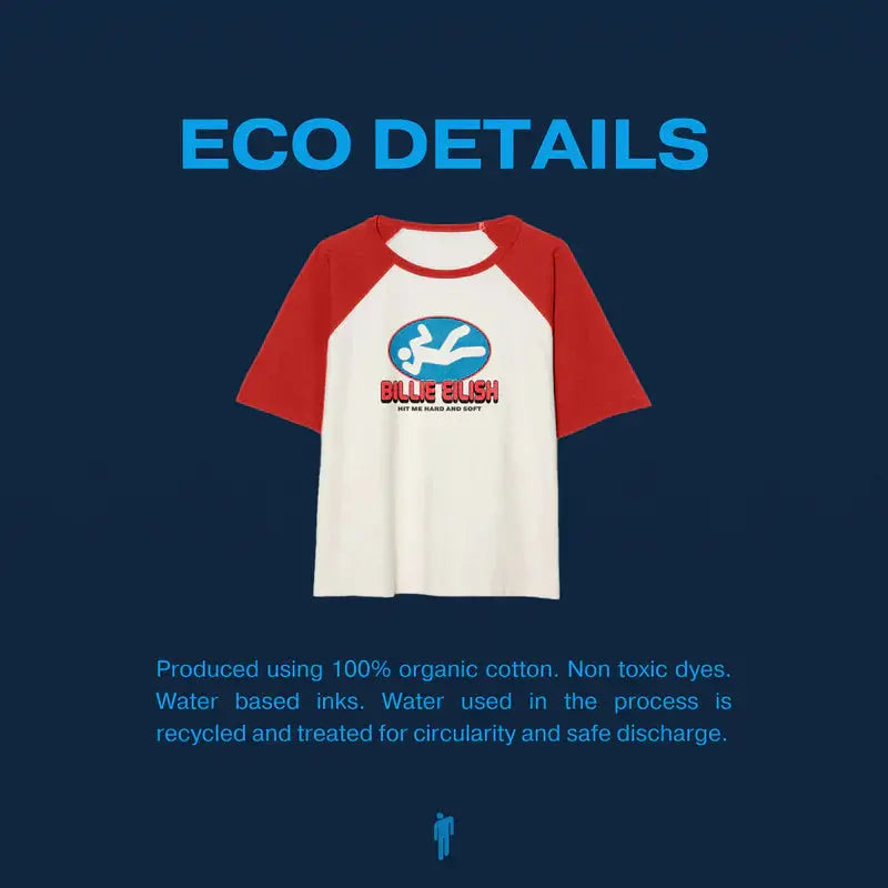 RED AND WHITE RAGLAN DROP SLEEVE TEE Billie Eilish Merch